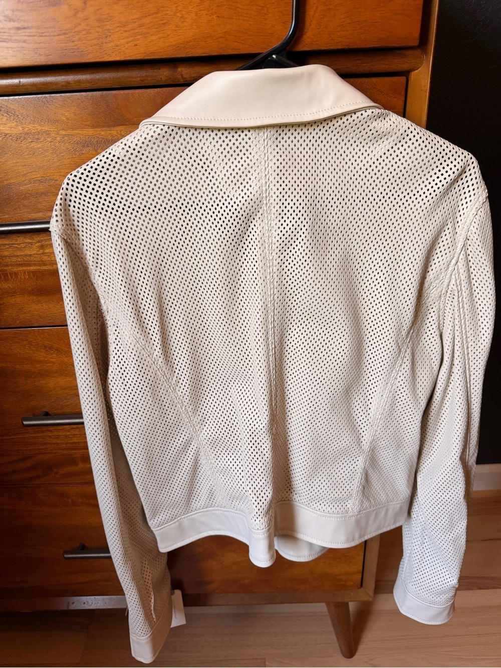 Blank NYC Perforated Cream Leather Jacket
